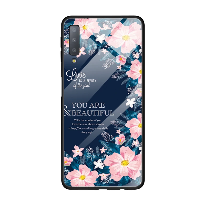 Чехол из закаленного стекла для телефона для samsung A10 A20 A30 A50 A70 Galaxy A7 S10 S9 S8 J4 J6 плюс S10E Силиконовая задняя крышка Капа - Цвет: 13