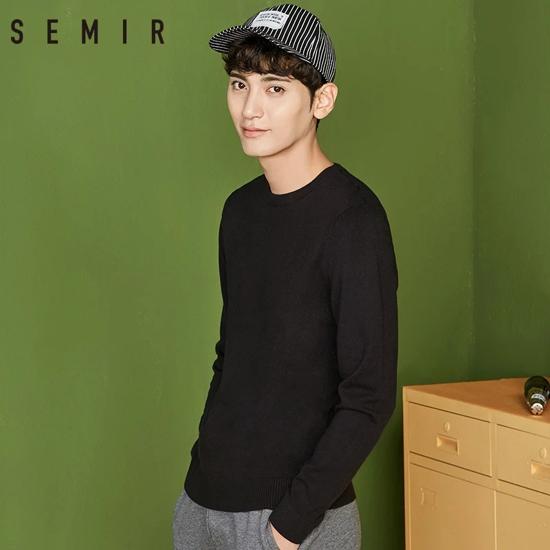SEMIR свитер мужской 2018 зимний круглый вырез Однотонный подростковый теплый