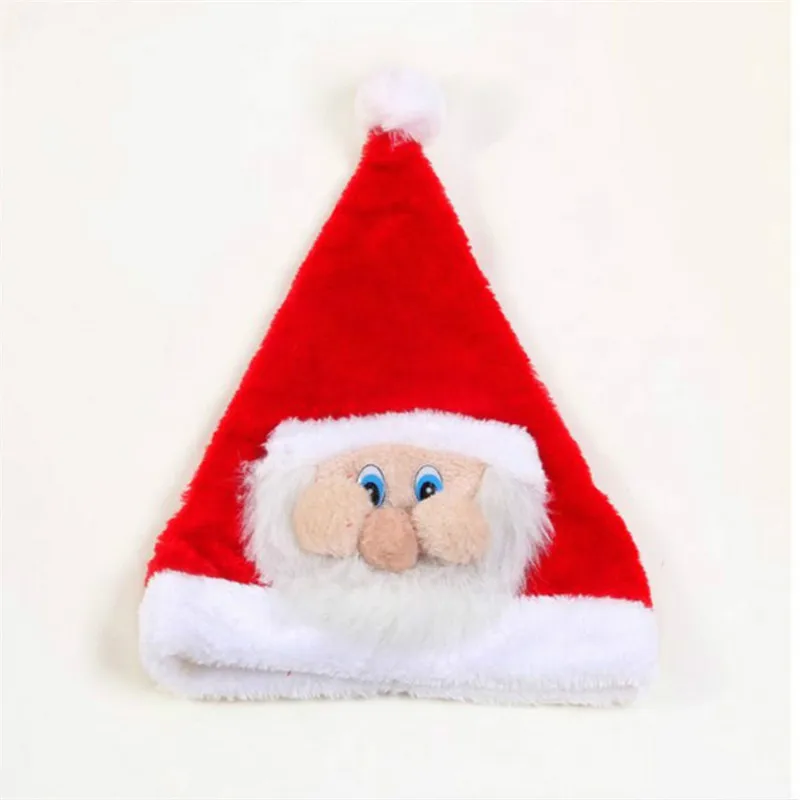Рождественские шапки мягкие плюшевые для взрослых детей Санта Клауса с лицом