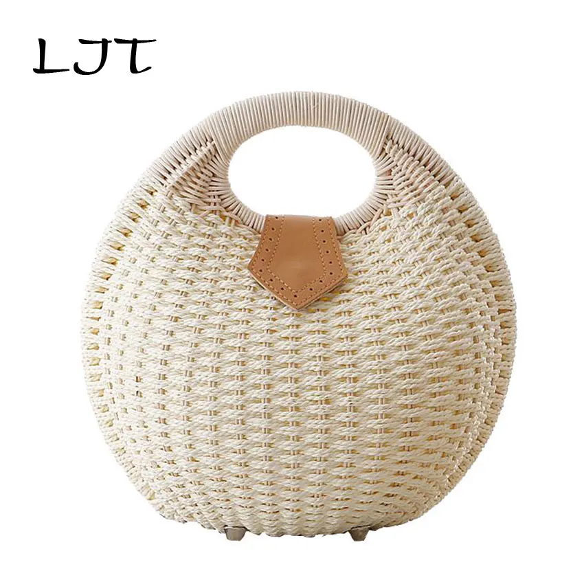 LJT Женская пляжная сумка из ротанга женская модная в виде ракушки Дамская