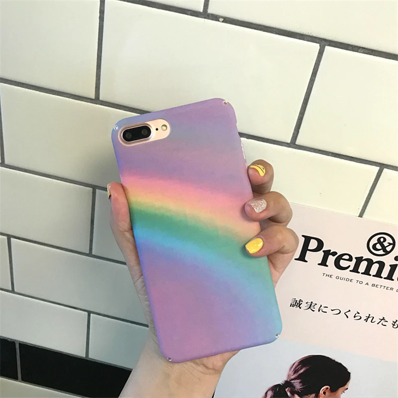 Colorful Gradient Rainbow Phone Cases Capa For iPhone 6 6s Fashion Girl Abstract Art Painted Back Cover Hard PC Fundas |