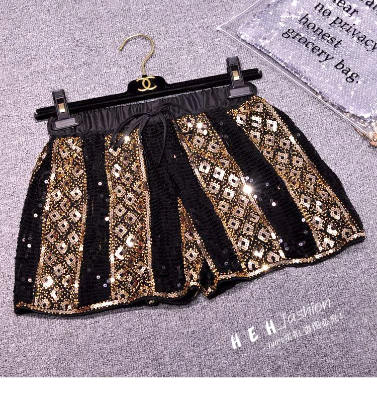 Cakucool новые женские роскошные шорты с пайетками шифон с бисером Bling геометрический узор короткие капри сексуальные вокационные Клубные шорты Femme