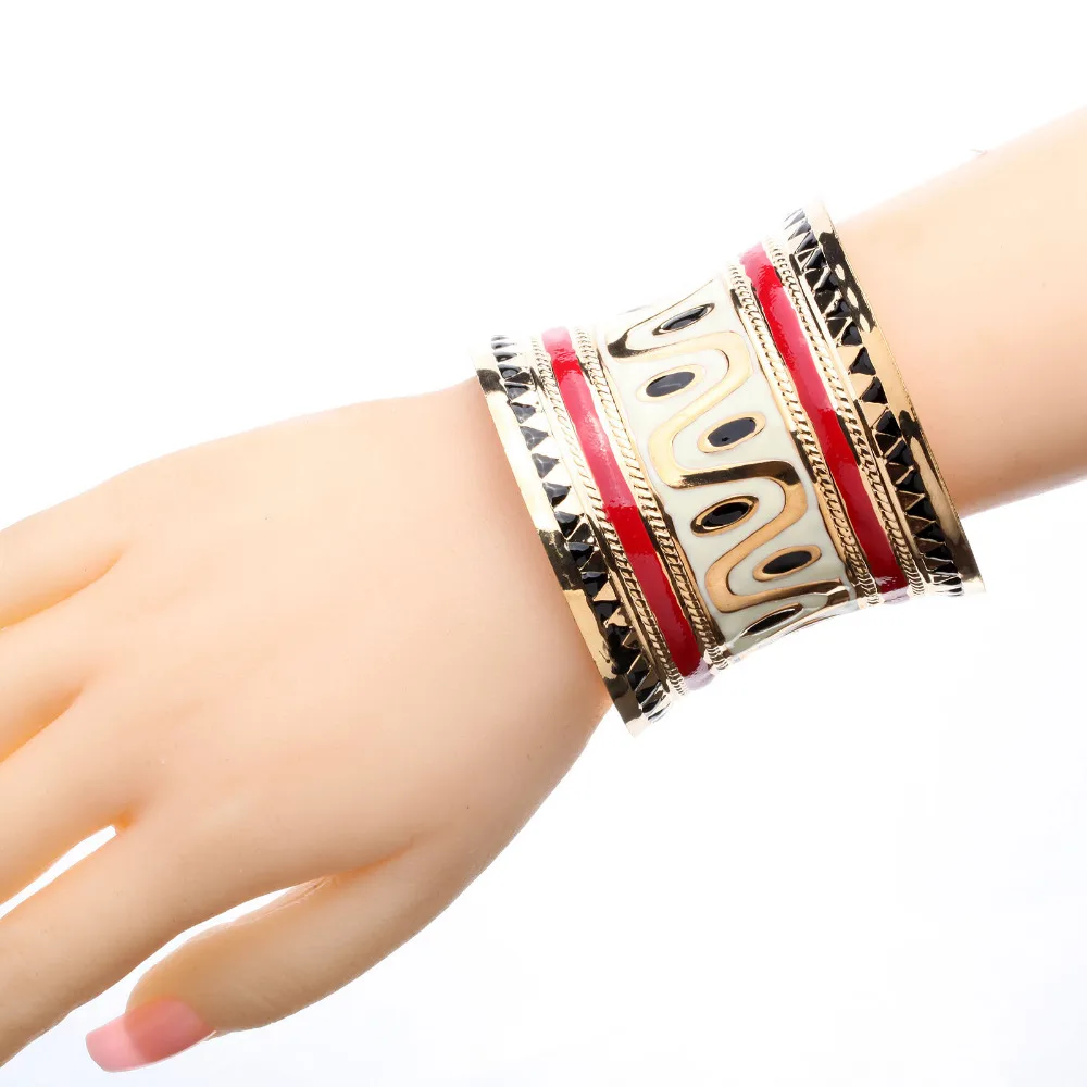YAZILIND Ретро Женские массивные полые красные Эмаль Браслеты Ювелирные изделия B024 |