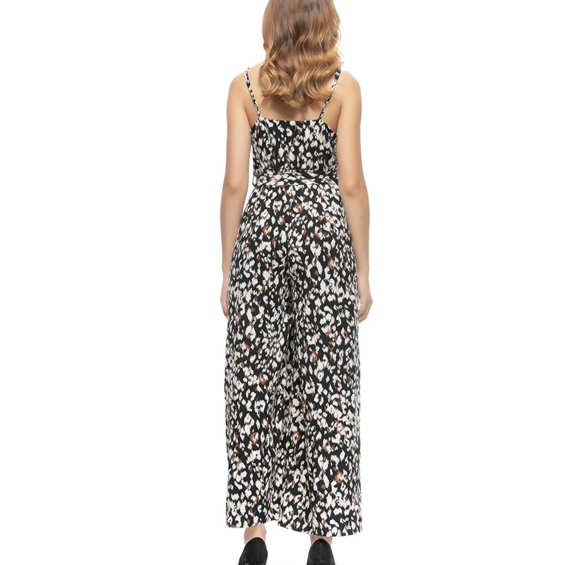 2019 летний женский комбинезон сексуальный v-образный вырез широкие брюки с