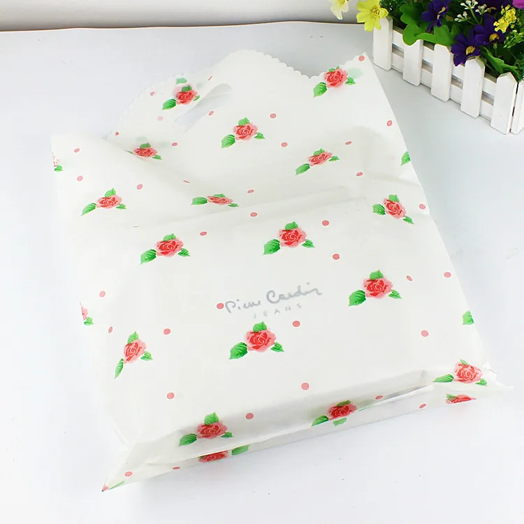 50 шт./лот пластиковый пакет для одежды подарки сумки с полноразмерной цветочной