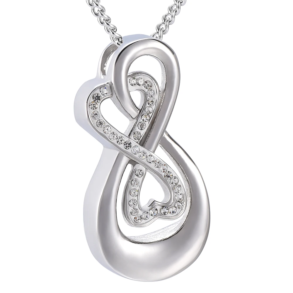 Инкрустированное ожерелье из нержавеющей стали 316L с кристаллами в форме сердца