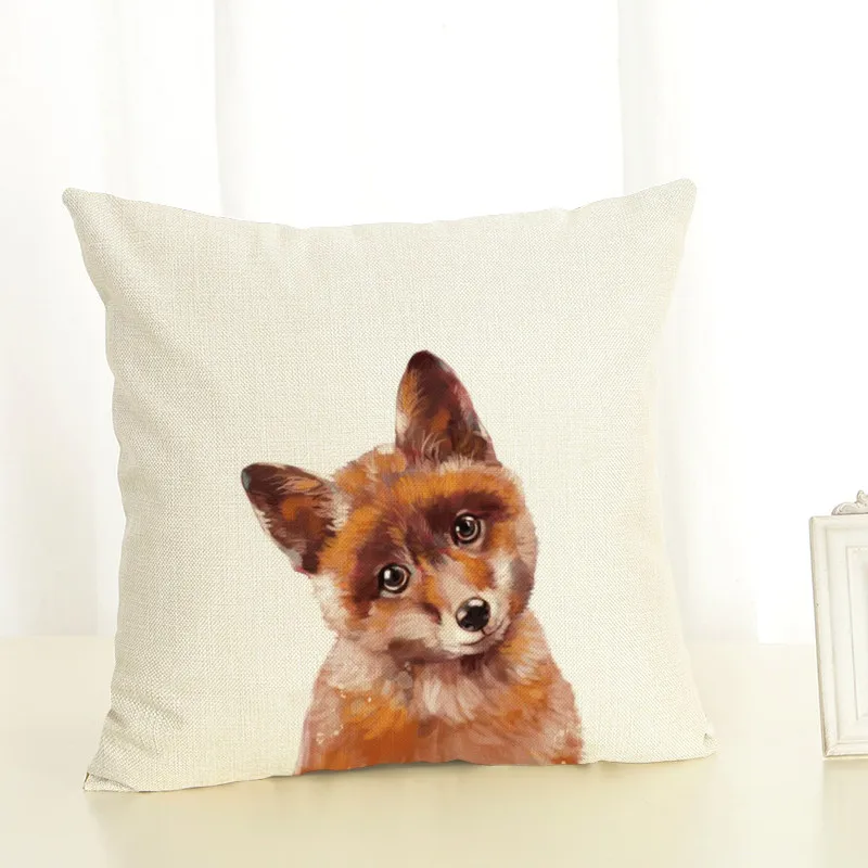 Животное льняной чехол для подушки офисный Поясничный наволочка домашний