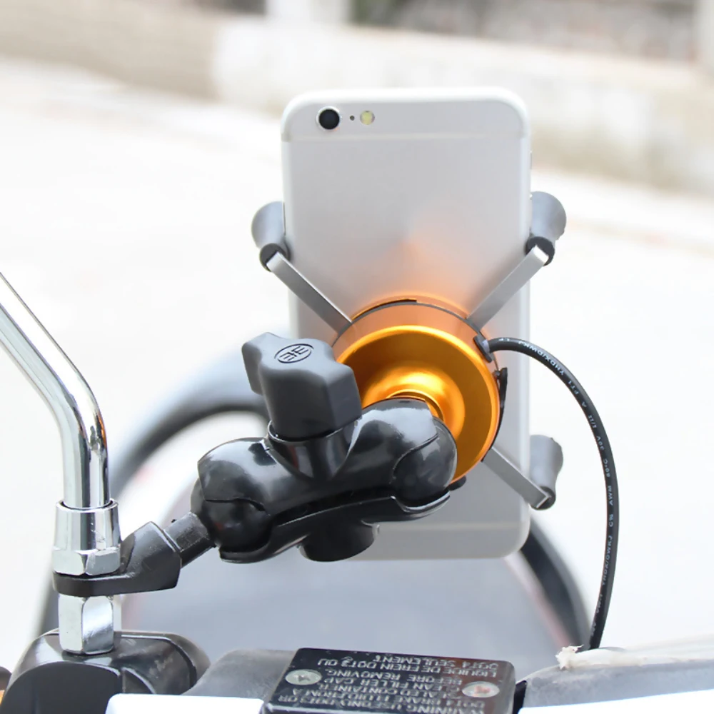 2 в 1 Универсальный мотоциклетный держатель для телефона с Usb зарядкой и поворотом