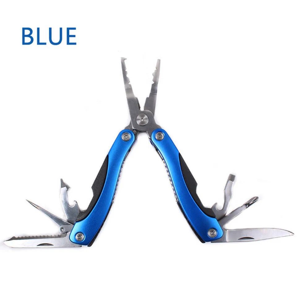 Blue Новые портативные складные многофункциональные рыболовные плоскогубцы из нержавеющей стали, ножницы, леска, резак для удаления крючка, рыболовные инструменты - Цвет: Blue