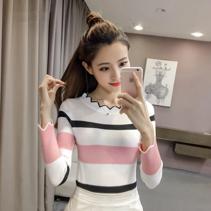 Женский вязаный свитер с рукавами осенне-зимний джемпер в стиле пэчворк