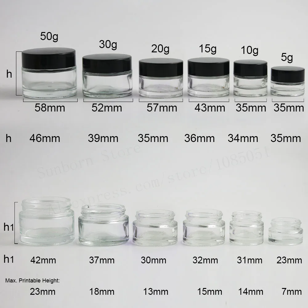 300 x пустые прозрачные Стекло баночка для крема с золотистый и черный крышками