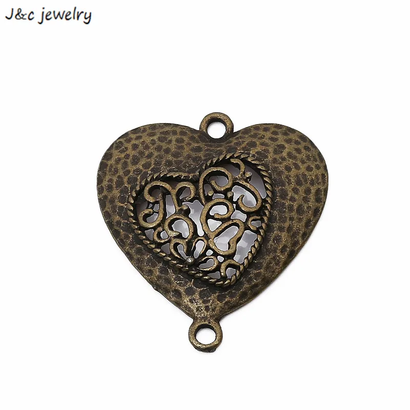 Wholesale 8pcs antique bronze Zinc Alloy Hearts Charm Pendant Jewelry Charms Diy For Necklace Bracelets 34*30mm 2987B | Украшения и