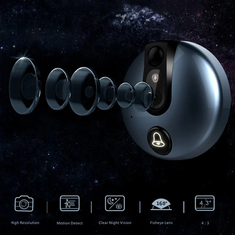 

4.3 Inch Smart HD Video Door Phone System Visual Wireless IR Intercom Doorbell Camera UY8