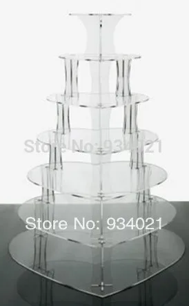 

7 Tier Heart Shaped Clear Acrylic Wedding Cake Stand Cupcake Dispaly Stand