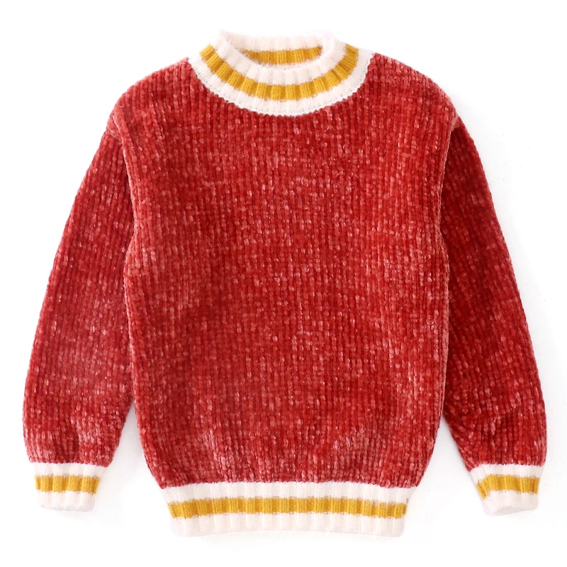 2018 Свитера для девочек одноцветное Карамельный цвет малыша свитера осень новый