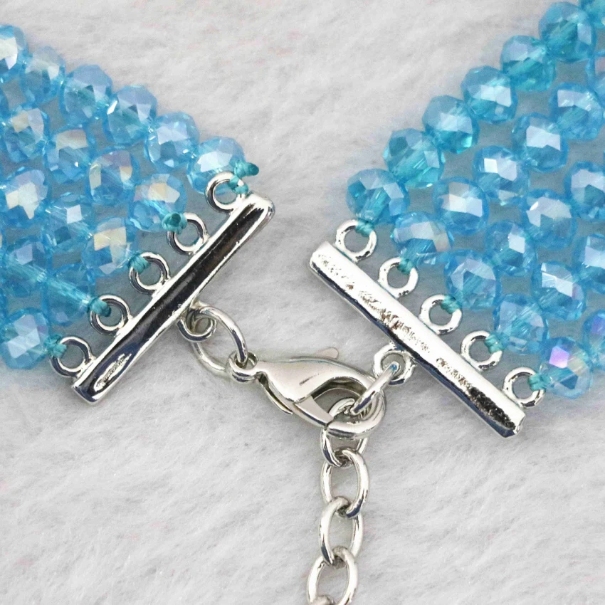 5 рядов ожерелье серьги цвет небесно-синий имитация жемчуга Shell стеклянные бусины