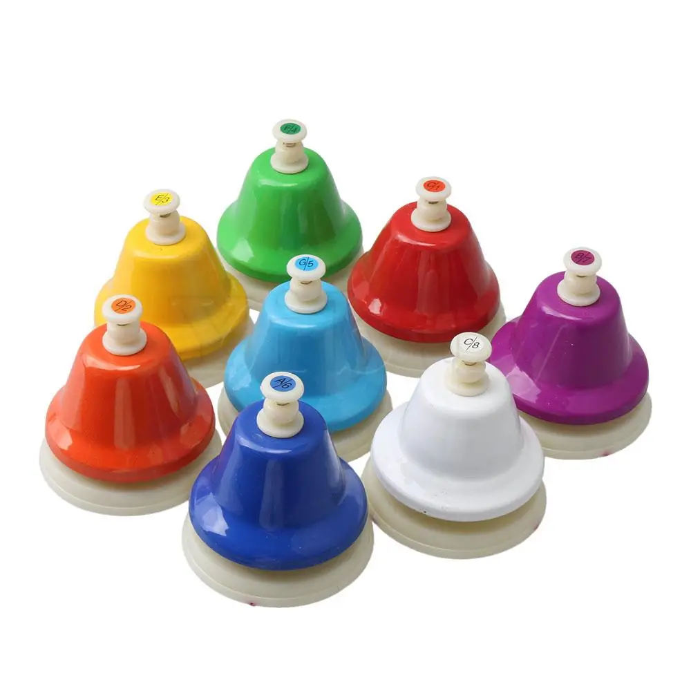 Yibuy 8-Notes Chromatic Middle C- High C Hand Bell Set Diatonic Multicolor