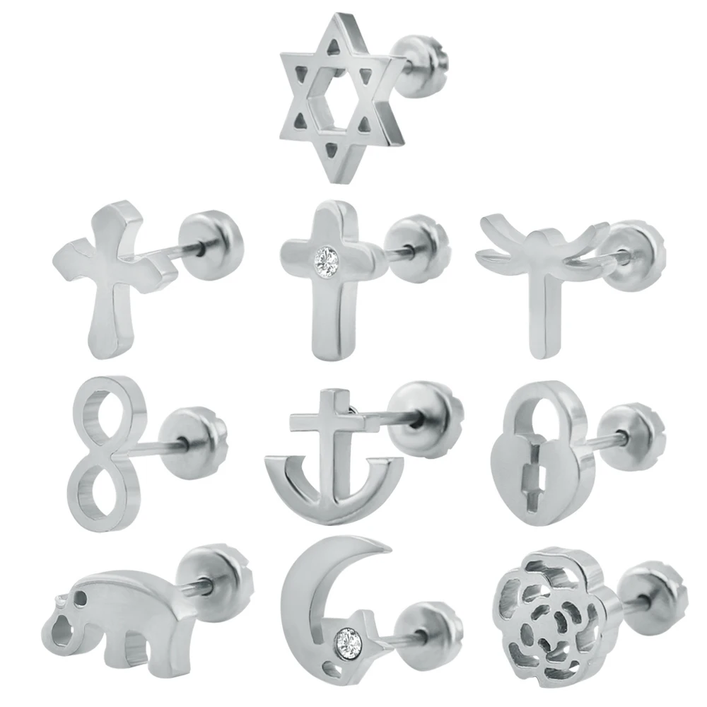 Женские серьги-гвоздики из нержавеющей стали золотистые/Серебристые в