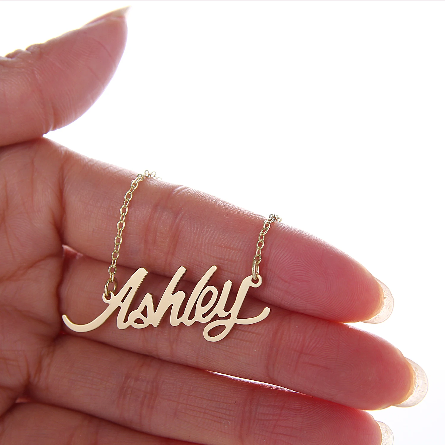 Модные Нержавеющая сталь имя Цепочки и ожерелья + Браслет &quotAshley&quot сценарий