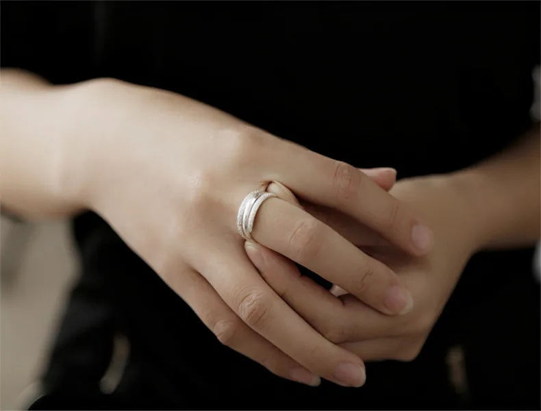 

Uglyless Real S990 Silver Fine Women Cool Multi-layer Circles Finger Rings Exotic Handmade Adjustable Ring Simple Fashion Bijoux