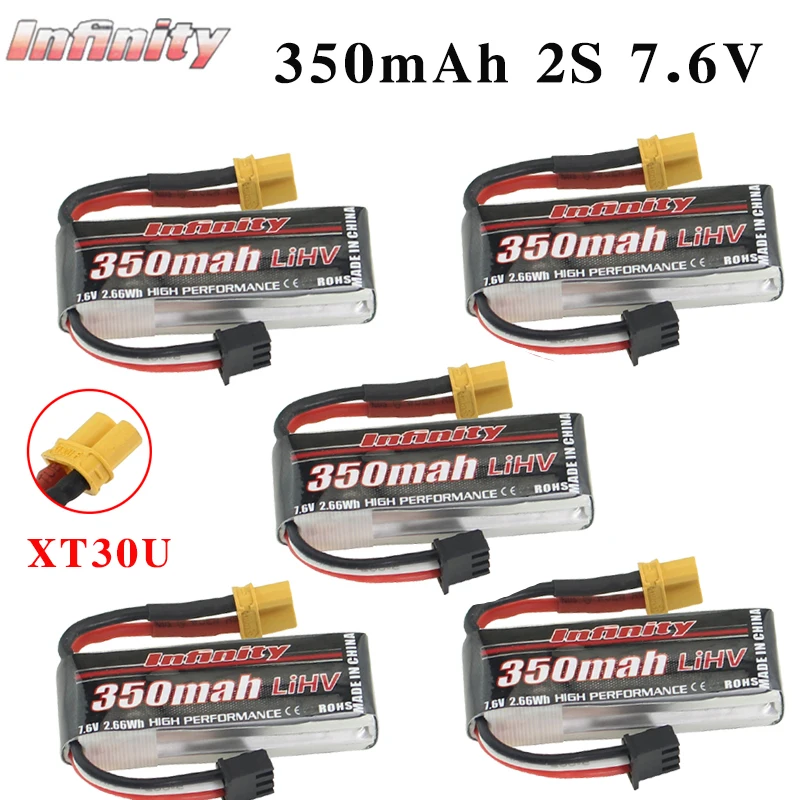 5 шт. аккумулятор Infinity Lipo 350mAh 2S 7,6 V 85C FPV с разъемом Amass XT30 XT30U для внутреннего гоночного дрона