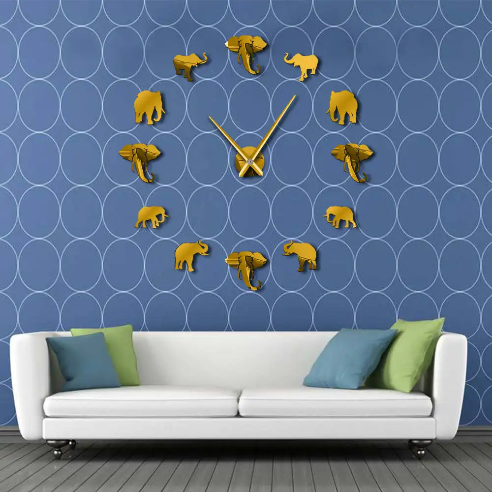 Jungle Animals Elephant DIY большие настенные часы домашний декор современный дизайн