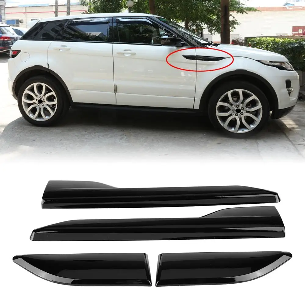 

4Pcs car trim ABS chrome Front Side Foliage Leaf Fender Vents Air Outlet 2pcs ForLand Rover Range Rover Evoque 2012-2018