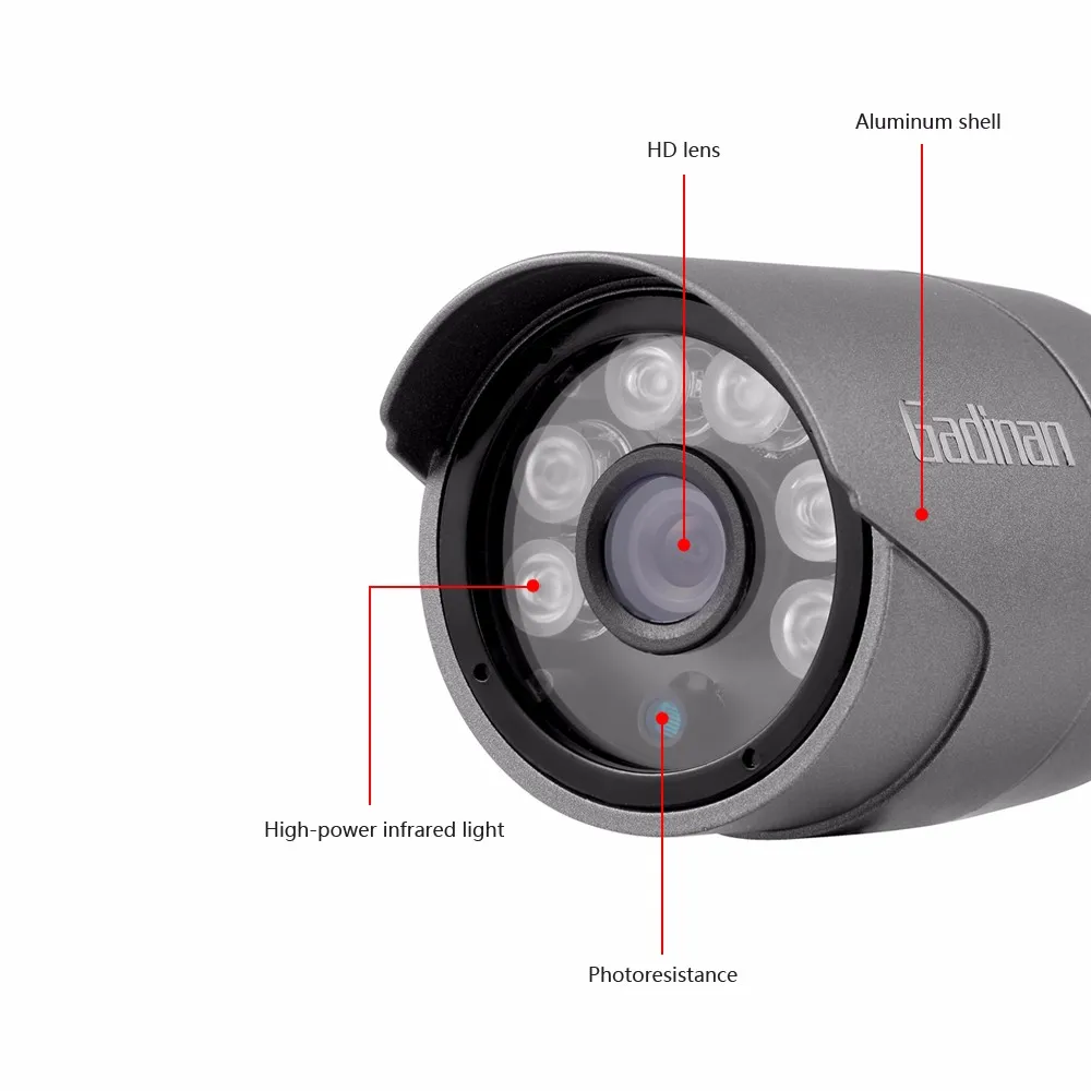 GADINAN IP камера H.265 HEVC 2MP/4MP 3516D 2560*1440 25FPS Onvif P2P наружная металлическая камера безопасности ночного видения 48V POE опционально