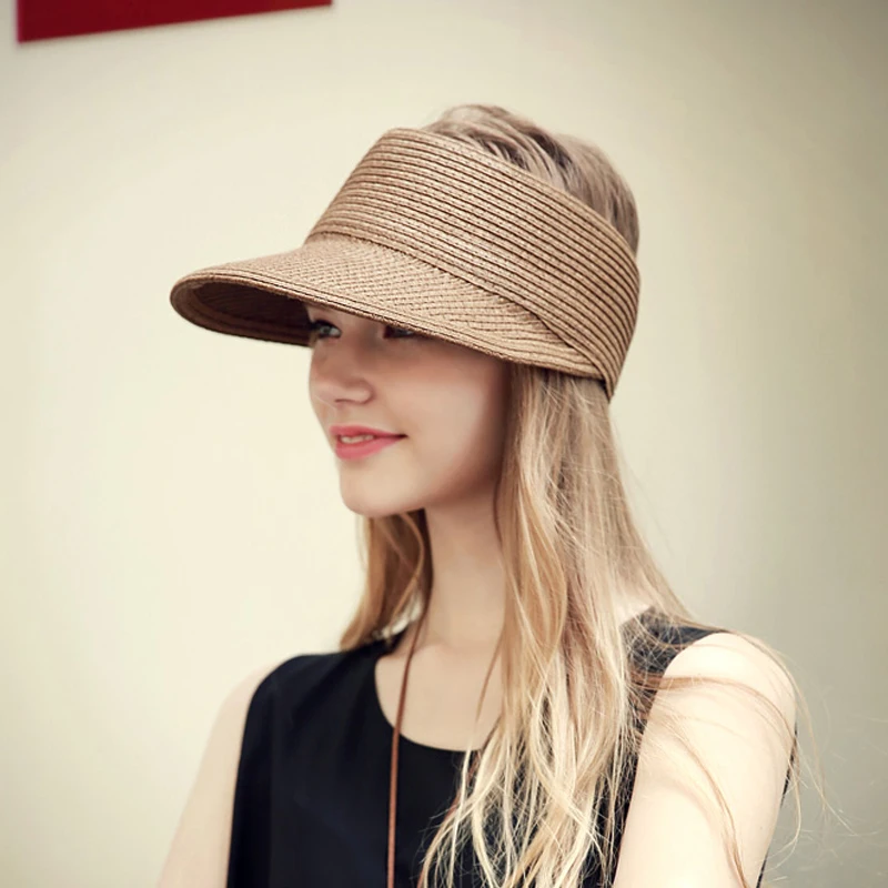 Женская Соломенная Шапка с козырьком складная пляжная кепка широкими полями