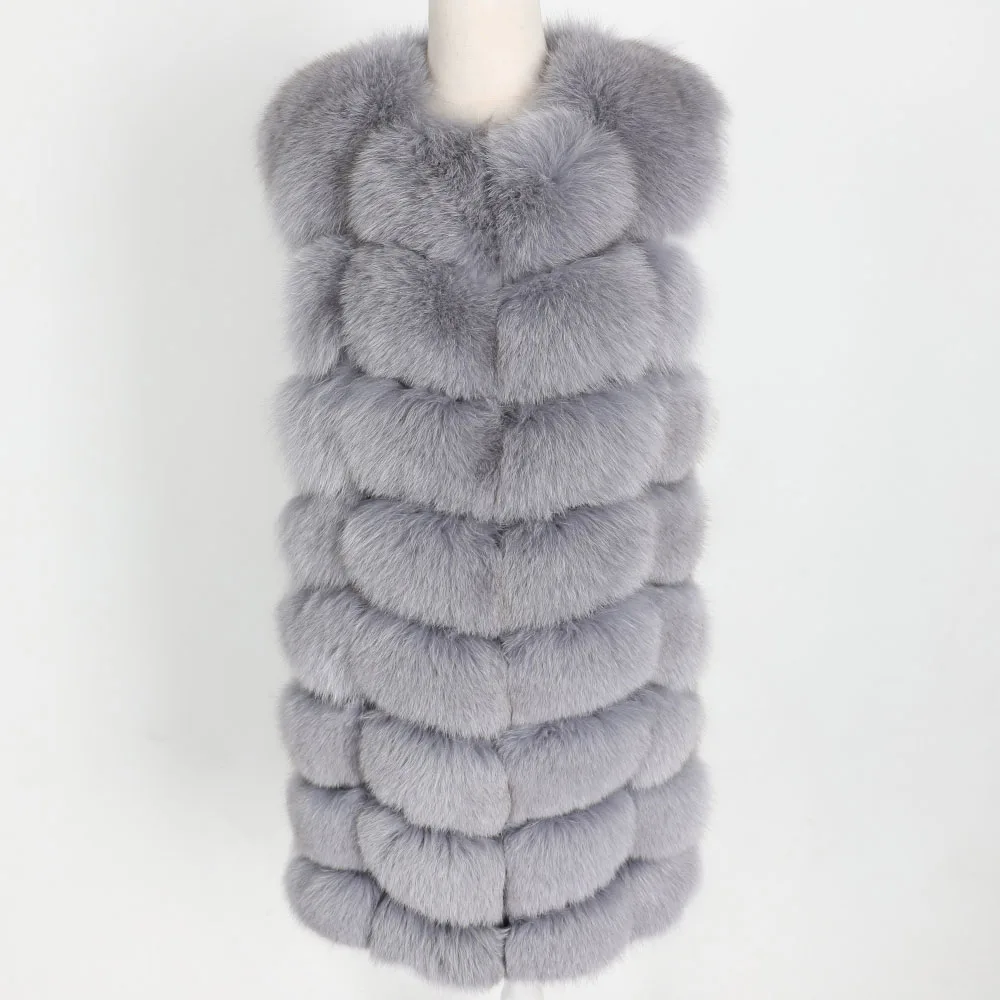 long 90CM-2 OFTBUY новая весенняя зимняя женская куртка из натурального Лисьего меха без рукавов жилет пальто с v-образным вырезом Толстая теплая уличная Верхняя одежда Повседневная - Цвет: long 90CM-2