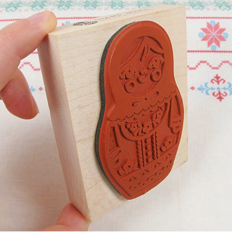 XINAHER Милая русская кукла деревянный Резиновый Штамп Дети DIY ручной работы