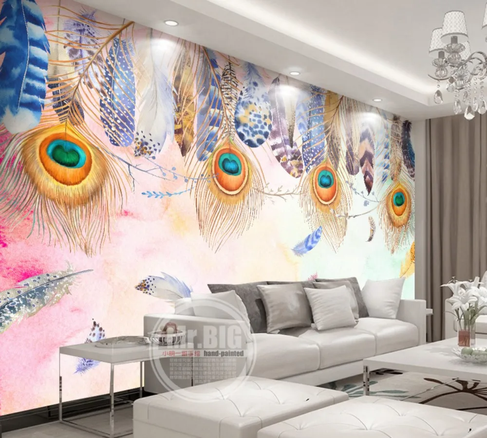 Бесплатная доставка великолепный фон с павлиньими перьями для танцев ТВ