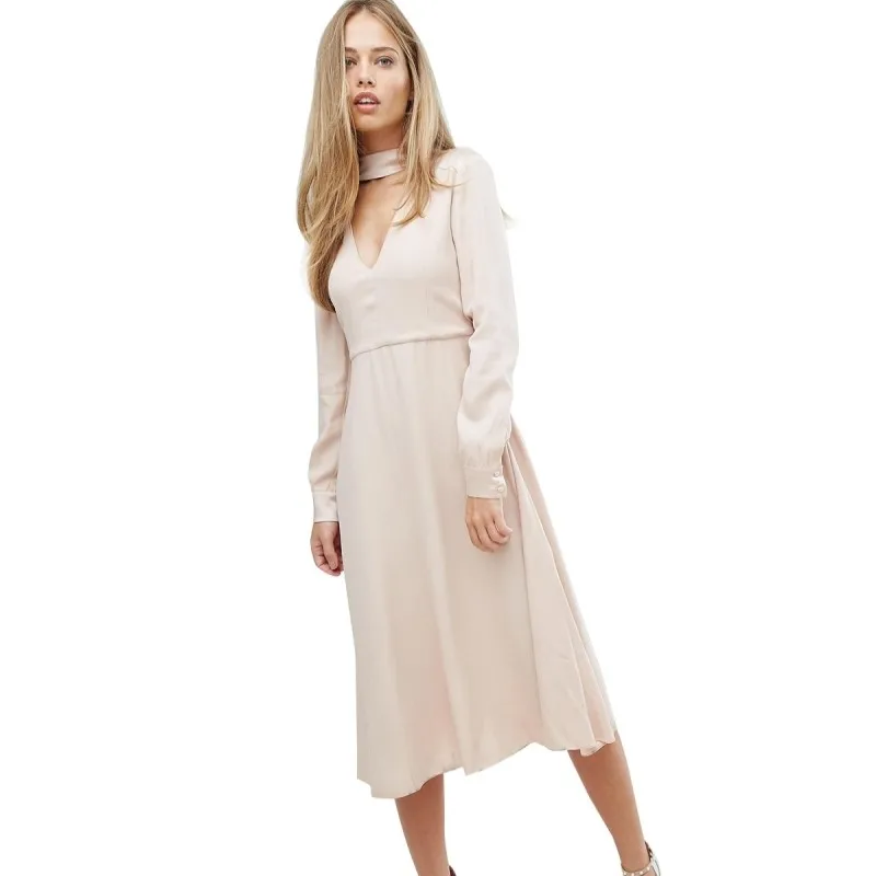 Осень Кружево платье работы Повседневное Тонкий Мода v-образным вырезом Sexy