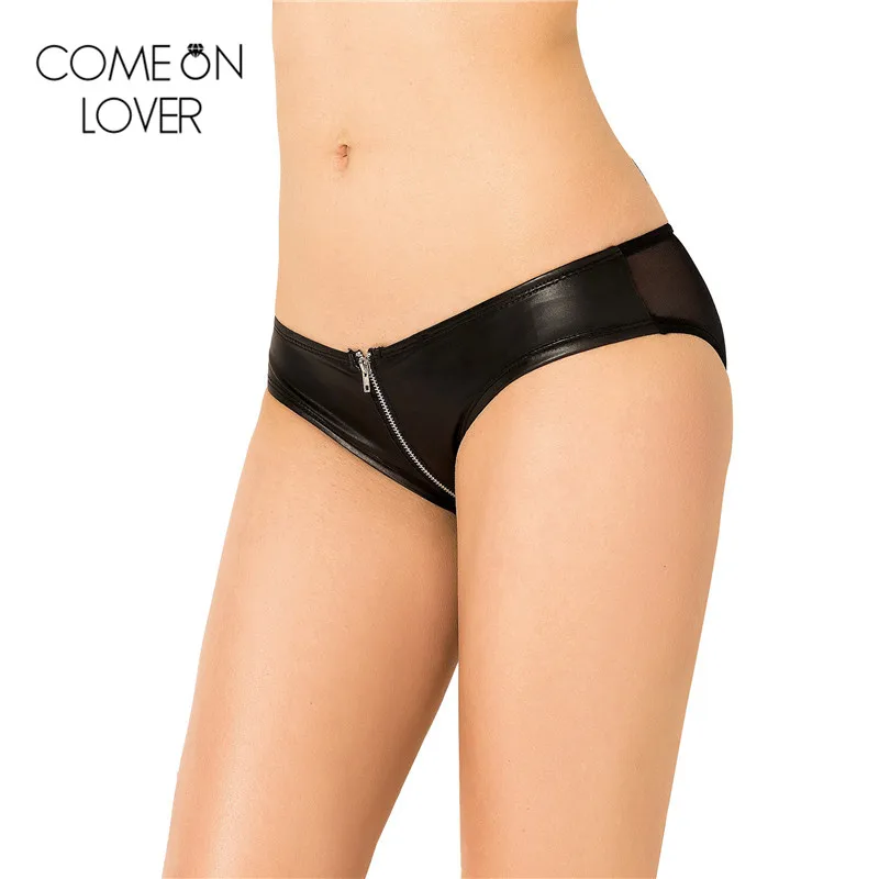 Comeonlover черные кожаные высококачественные трусики на молнии 2XL/3XL | Женская одежда