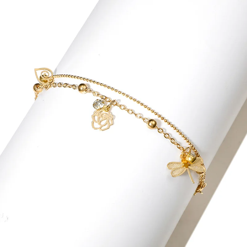 2 шт./компл. красивая стрекоза полый цветок кулон Регулируемая золотая