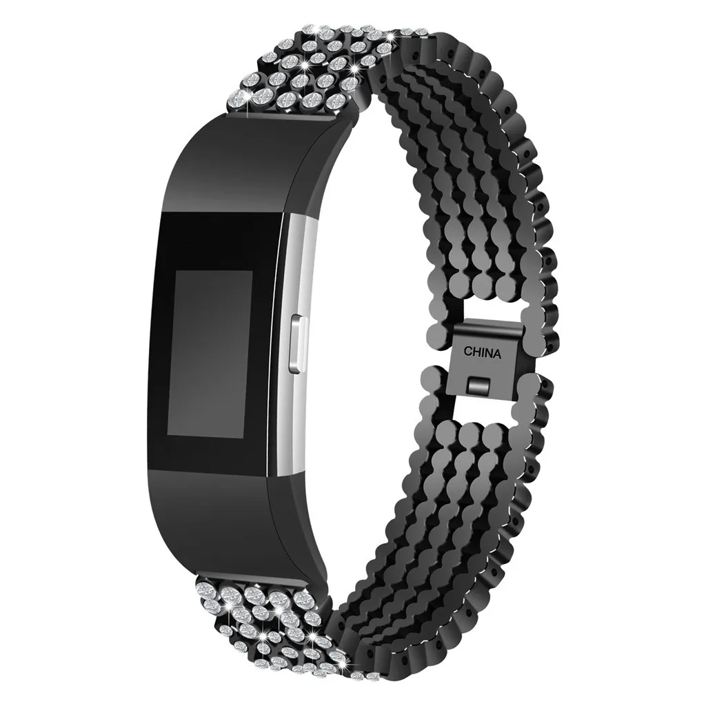 Стальной металлический ремешок для Fitbit Charge2, ремешок для браслета, сменный ремешок для Fitbit charge 2, стразы 522