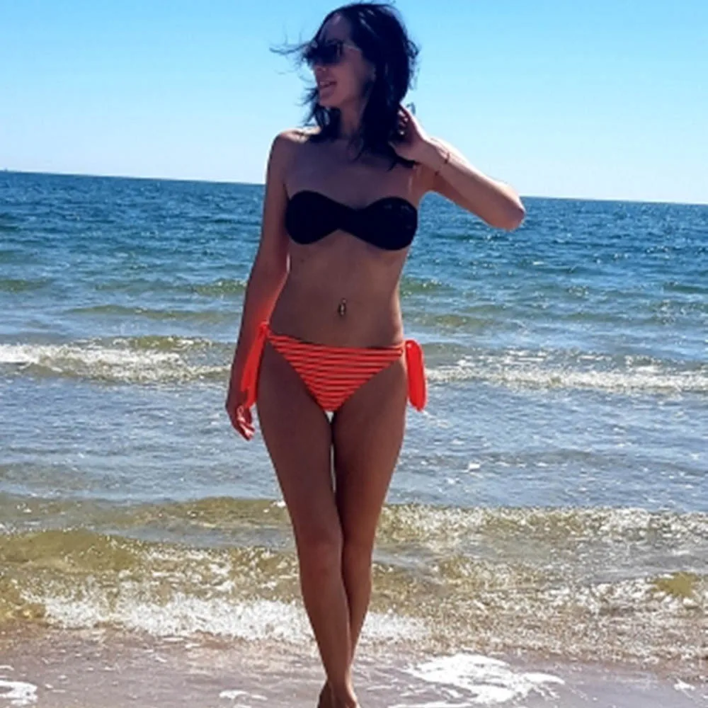 Новинка Женская сексуальная одежда для плавания в полоску Бразильское бикини 2018