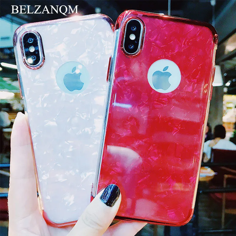 Модные чехлы для iPhone XR XS Max Покрытие Bling раковины Чехол мягкий ТПУ силиконовый