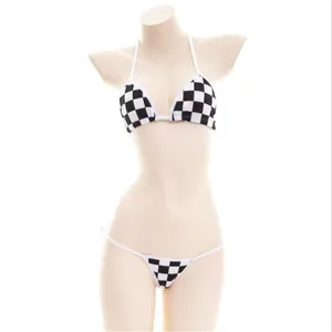 Бикини 2019 сексуальное кружевное с принтом мозаика черно-белые квадратные японские купальники для спа женский купальник бикини Монокини