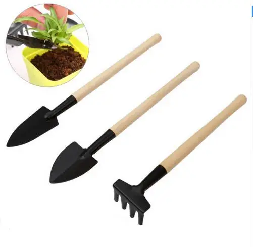 3 шт. Мини садовые инструменты лопатка грабли 1 комплект домашний сад деревянная