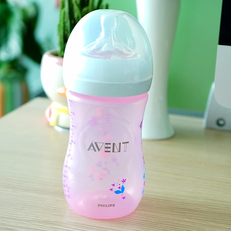 AVENT натуральная бутылочка для кормления Avent бутылочки с широким горлышком 1 м+/9 унций 260 мл розовый/синий