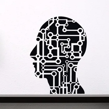 Head Science Wall Vinyl Sticker Decal Micro Chip Artificial Modern Decor Living Room Removable Wall Art Decals Kids Bedroom S521