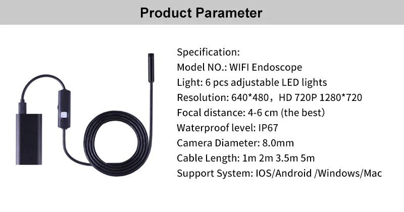 Antscope Wifi эндоскоп камера Android 720P Iphone эндоскоп камера водонепроницаемая камера Endoscopio Android iOS Boroscope камера 19