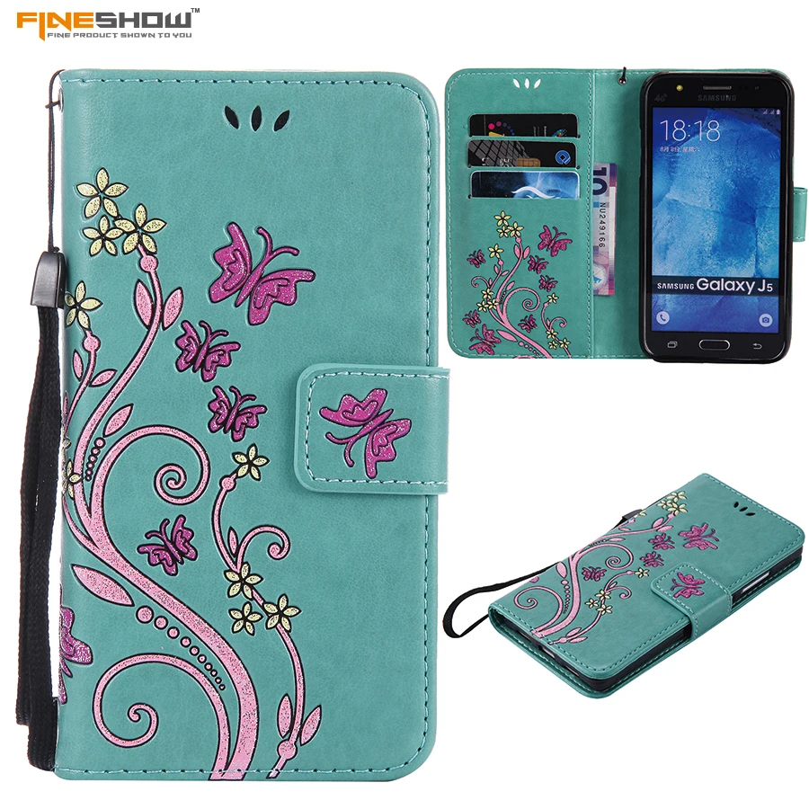 Fineshow j5 j7 2016 бумажник флип case красочный цветок бабочка magnetic phone для samsung j310 j510 j710
