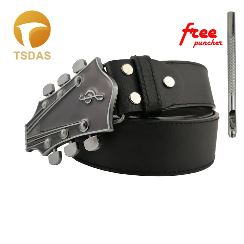 Модная пряжка для ремня 100*70 мм металлическая с черным рисунком гитары Бесплатная