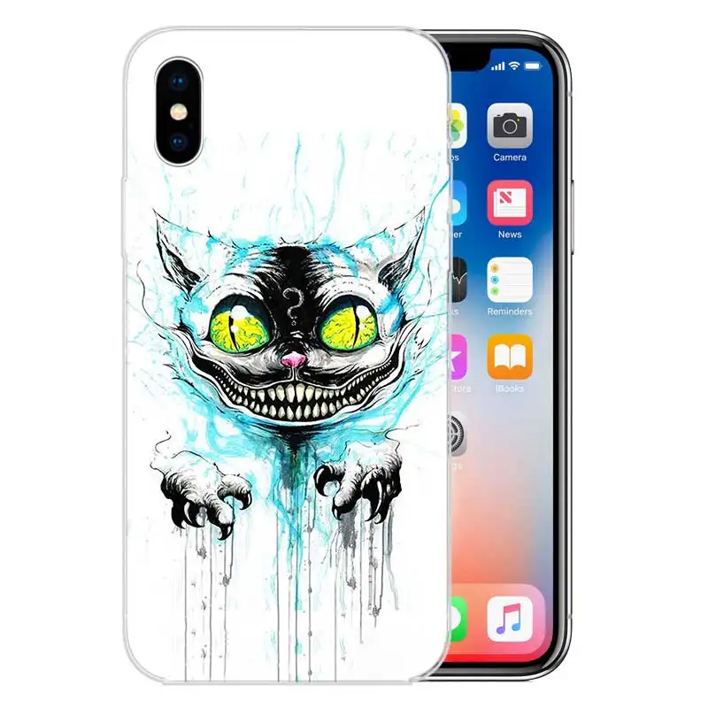 Alice in Wonderland Cat Fundas Silicone Phone Back Case For Apple iPhone 6 6S 7 8 Plus X 10 XS MAX XR 5 5S SE Heart Cover |