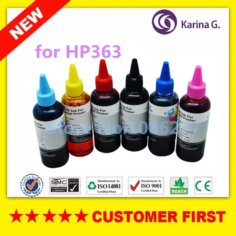 6X 100 мл заправка красителя чернила для HP363 HP 363 костюм Photosmart 3210 3210v 3210xi 3213 3310 3310xi 3313