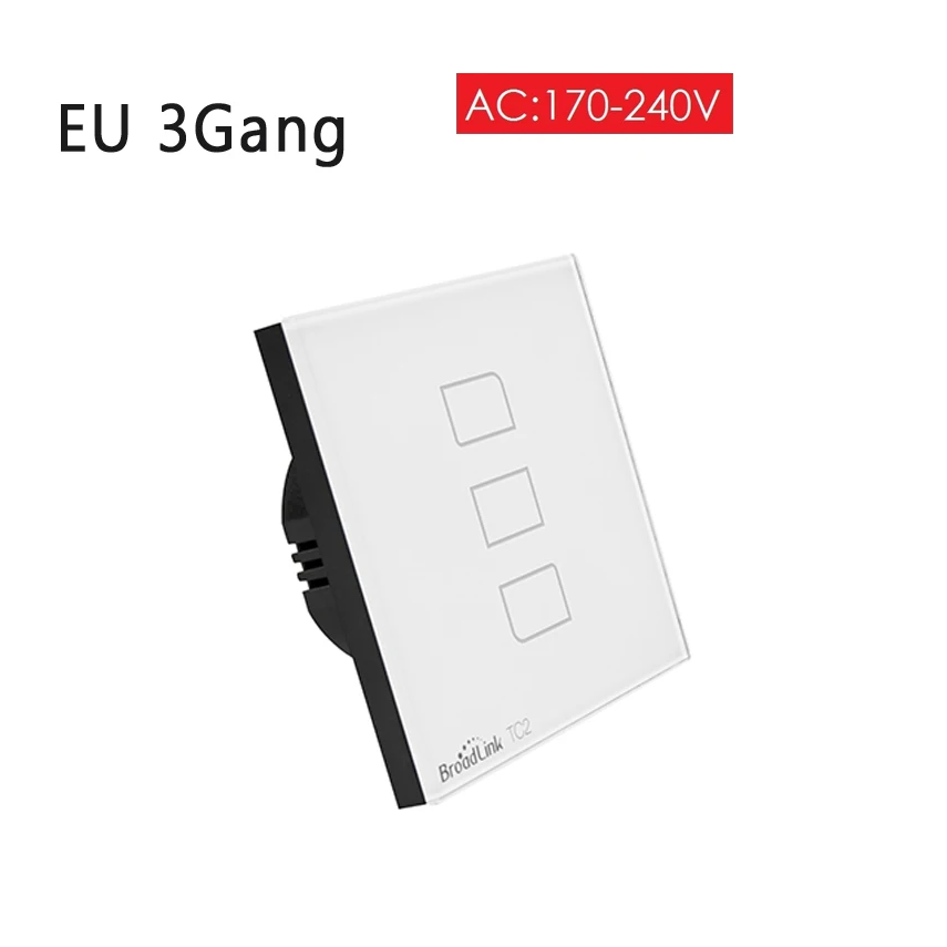 EU 3Gang Broadlink TC2 1 2 3 банда Умный дом WiFi светильник переключатель 170-240 В стеклянная панель беспроводной сенсорный переключатель дистанционное управление RM03 RM Pro - Цвет: EU 3Gang
