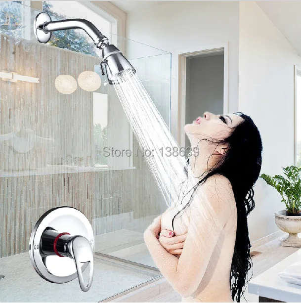 Бесплатная доставка опалить рычаг душ Латунь хром воды для душа В стены комплект