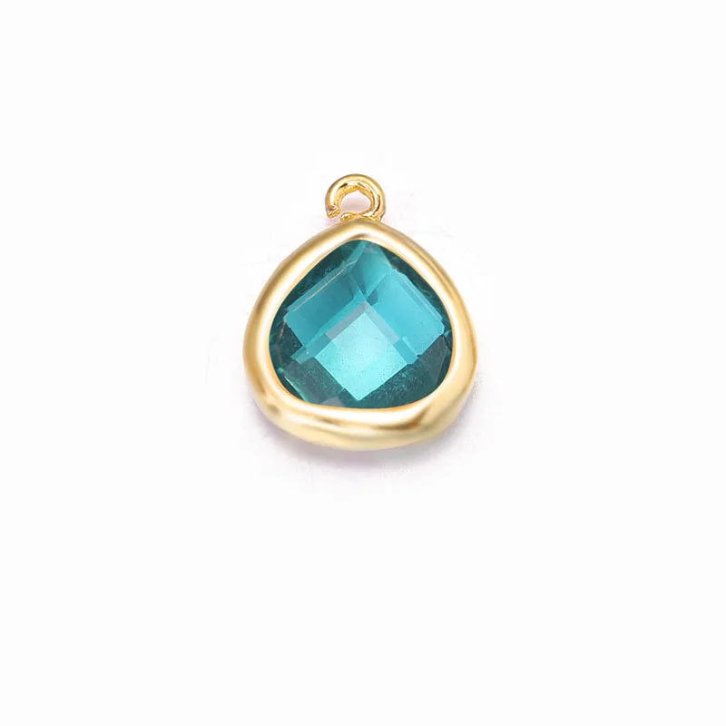 10x13MM Blue Green 4 шт. 8x11 мм 10x13 мм 24k золото шампанского цвета латунь с красочным стеклом треугольные Подвески Ювелирные изделия Аксессуары - Окраска металла: 10x13MM Blue Green